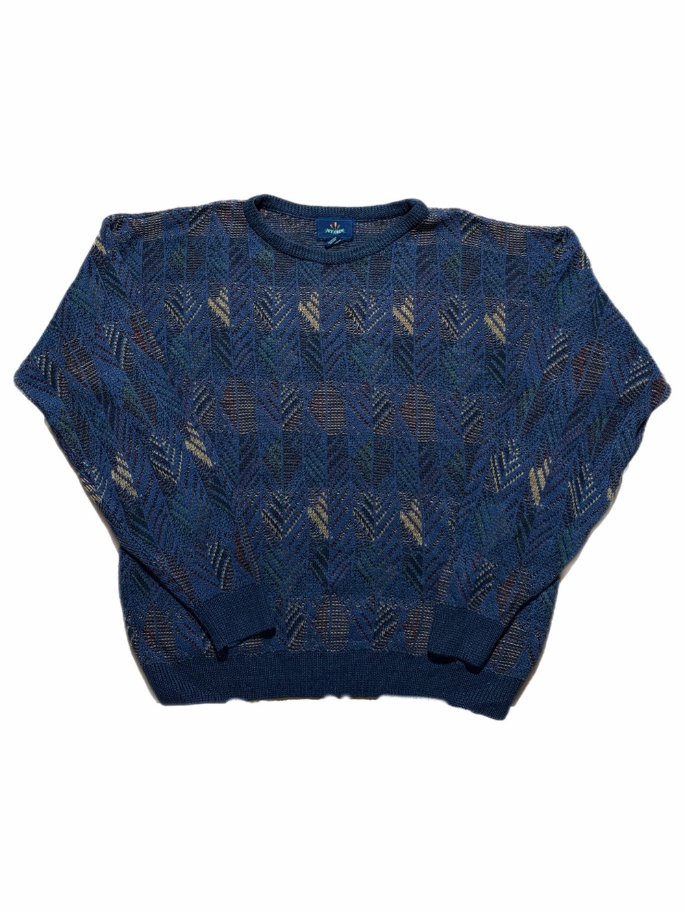 IVY CREW Sweater Mens 2XL Blue Multicolor Geometric Knit Crewneck Pullover